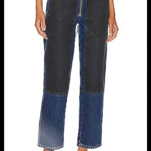 Etica Black Straight Leg Jeans with High Waist and Raw Hem